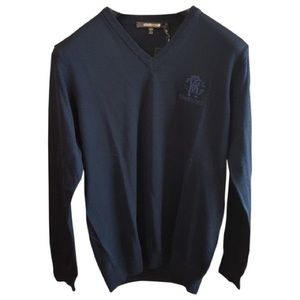NWOT ROBERTO CAVALLI MEN NAVY BLUE V NECK SWEATER
